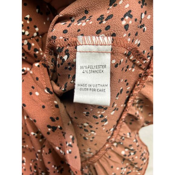 Boho Feminine Brannan Brown Dress – Rust with Black & White Dots, Size L - Picture 8 of 11